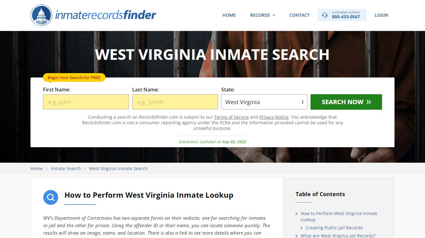 West Virginia Inmate Search - Jail & Prison Records Online - RecordsFinder