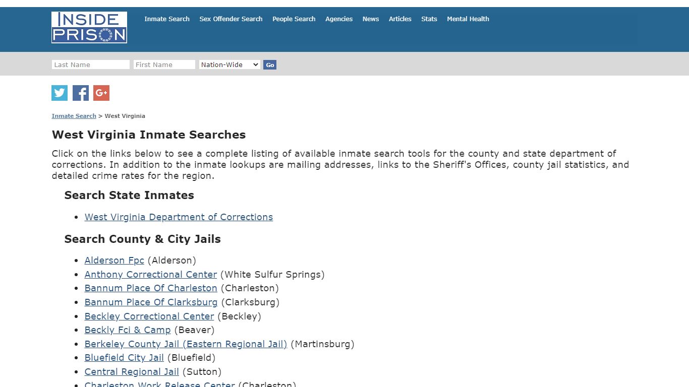 Inmate Search for West Virginia | Inmate Search - Inside Prison